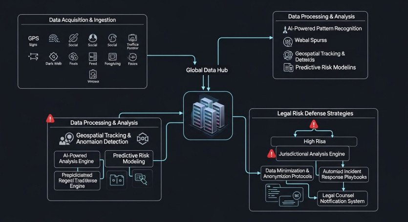 해외 거점 먹튀 조직의 서버 인프라 추적 데이터 및 이용자 법적 리스크 방어 전략 계통도