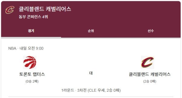 NBA 토론토 vs 클리블랜드 상대 전적 및 공격 효율 지표 비교 분석 차트