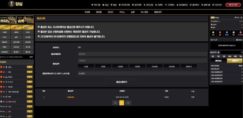 양심 작업배팅 판정 안내 화면