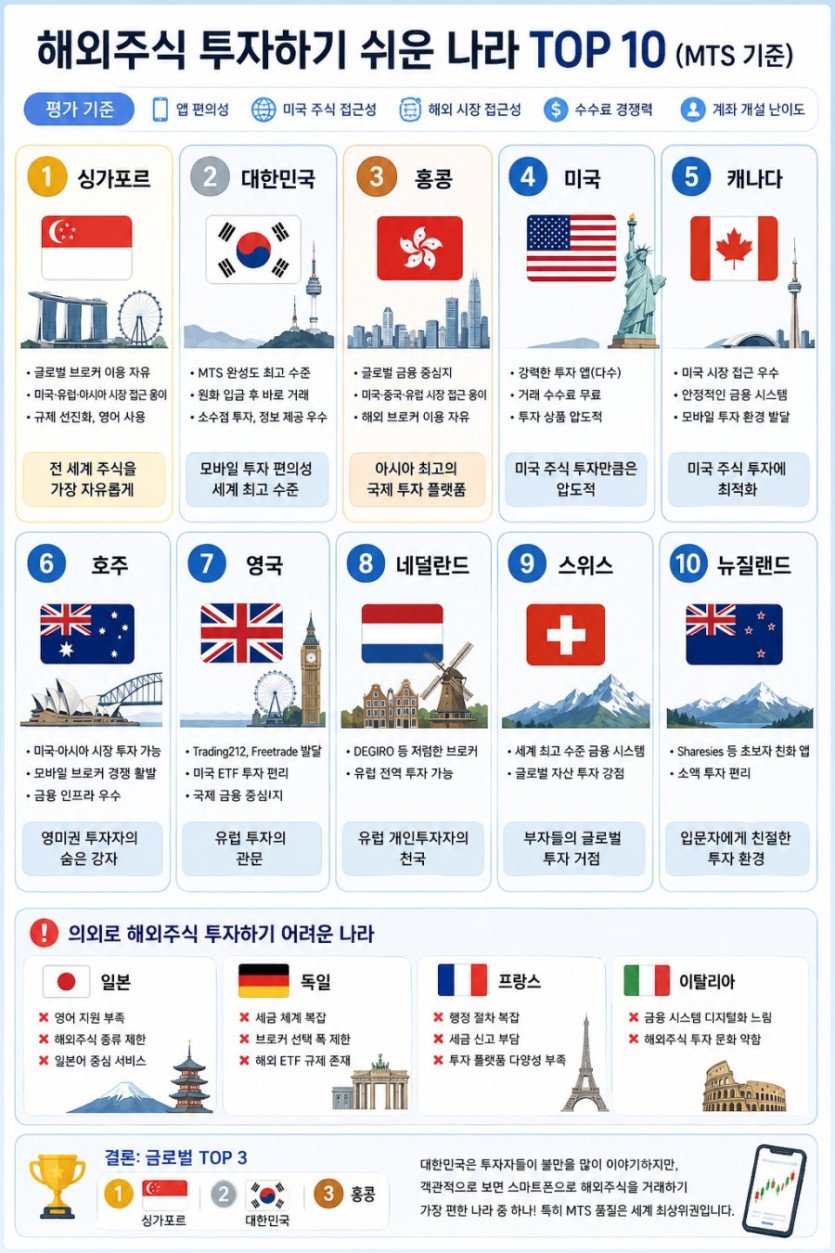 해외 주식투자하기 쉬운 나라 TOP 10