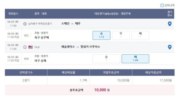 친선 해축, 믈브 배팅 완료