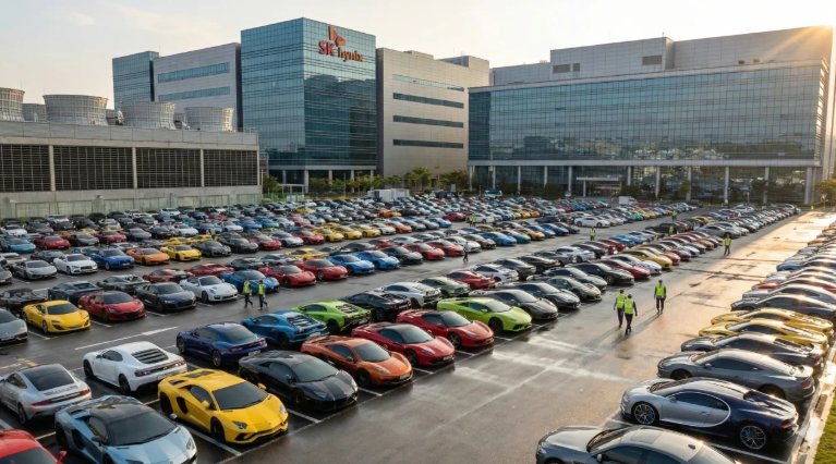 미래 하이닉스 직원 주차장 풍경