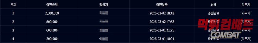빌리벳 먹튀 환전 내역 증거 이미지