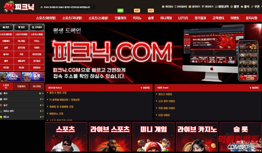 피크닉 먹튀 사이트 메인 증거 이미지 캡쳐