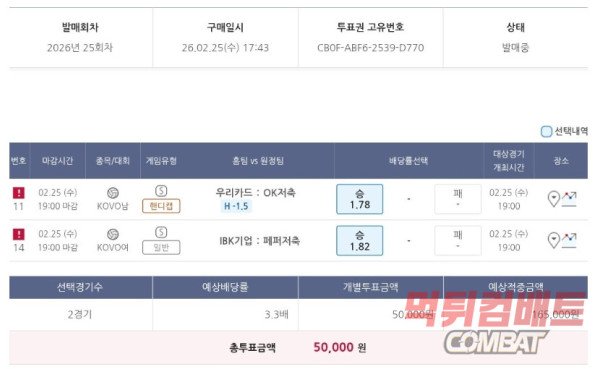 토토 배구 배팅 적중